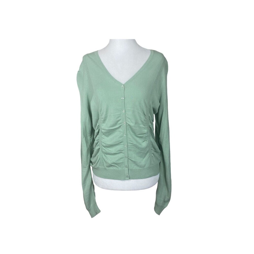 Mexx Cardigan Sweater Womens Large Green V neck Button Up Lightweight Casual